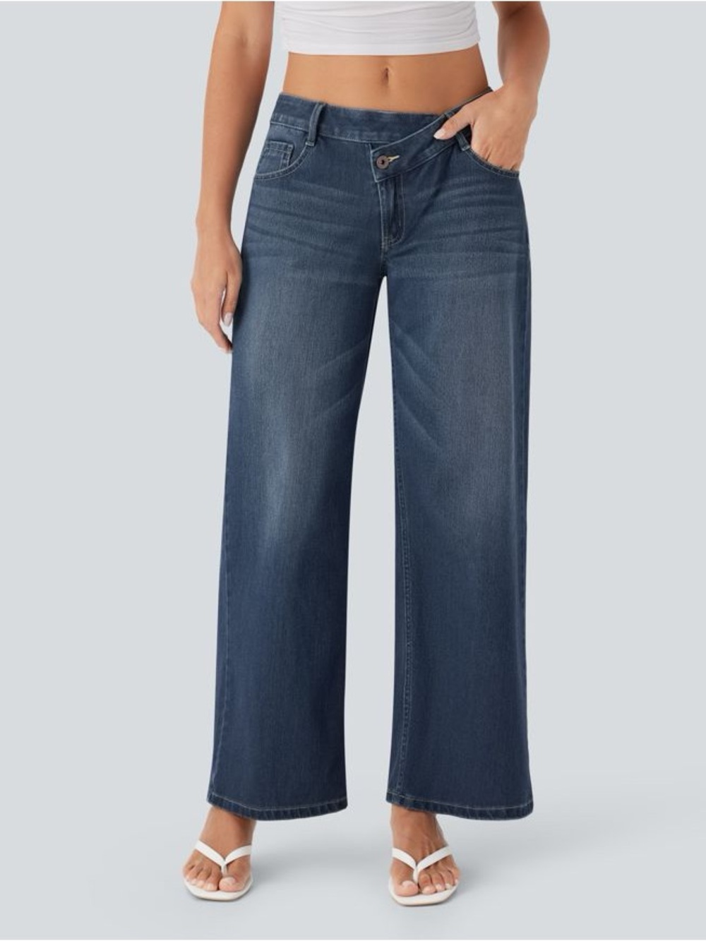 Halara Flex Asymmetric Low Rise Baggy Wide Leg Jeans Size Large